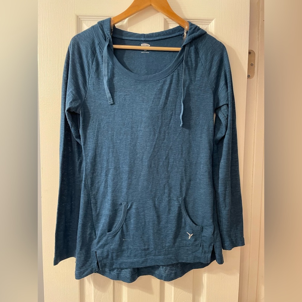 Womens Ladies active lightweight hoodie long sleeve small blue teal